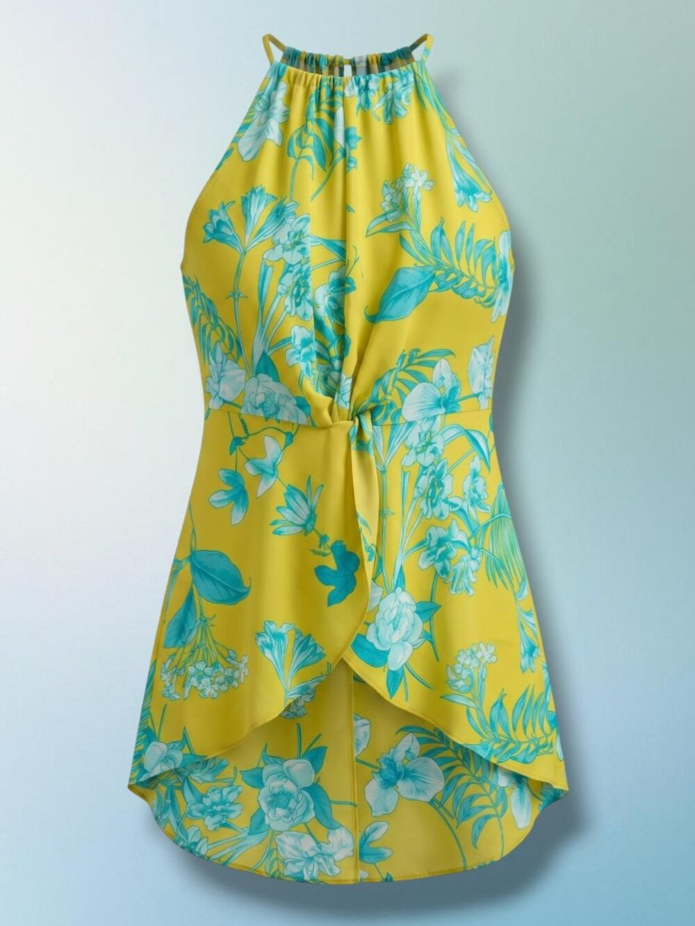 Soho NY&Co. Lime Green Hawaiian Floral High-Low Dress‎ XL